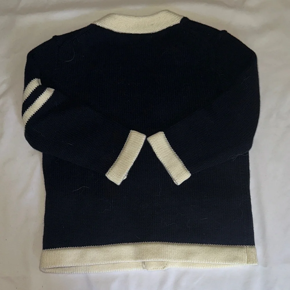 Ralph Lauren Navy and Cream Boys Cardigan Sweater with Patches